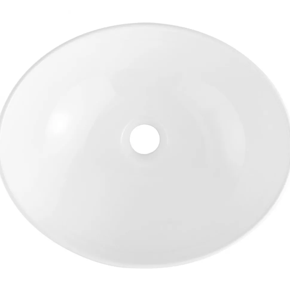 VEVOR Oval Vessel Sink, 16" x 13.4" Bathroom Vessel Sink Bowl Countertop, White Ceramic Bathroom Sinks Above Counter, Bowl Sink with Modern Style, Well-Packaged for Bathroom, Hotel, Toilet, RV