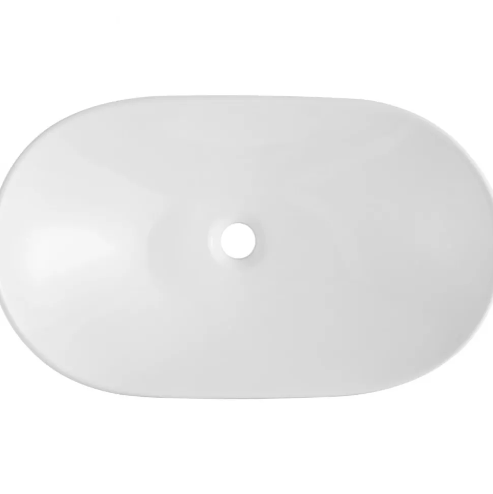 VEVOR Oval Vessel Sink, 23.3" x 14.2" Bathroom Vessel Sink Bowl Countertop, White Ceramic Bathroom Sinks Above Counter, Bowl Sink with Modern Style, Well-Packaged for Bathroom, Hotel, Toilet, RV