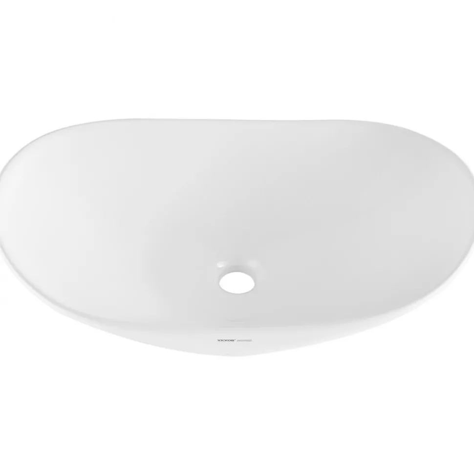 VEVOR Oval Vessel Sink, 23.3" x 14.2" Bathroom Vessel Sink Bowl Countertop, White Ceramic Bathroom Sinks Above Counter, Bowl Sink with Modern Style, Well-Packaged for Bathroom, Hotel, Toilet, RV