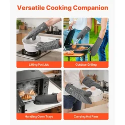 VEVOR Oven Mitts, Mini Oven Mitt Set with Non-Slip Silicone Strips, High Heat Resistant to 500℉, Lightweight Cotton Baking Mitts 13.07 x 6.1 inch with 2 No-Marks Hooks for Home, Kitchen, 2 Piece
