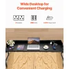VEVOR Overbed Table, Mobile Bed Side Table with 4 Wheels (2 with Brakes) and Power Socket, Height Adjustable Rolling Laptop Desk, Portable Particleboard Over Bed Desk for Home, Office, Study, Black