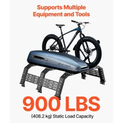 VEVOR Overland Truck Bed Rack, 49.2-67.9 in Width, Adjustable Overland Bed Cargo Rack with Sidebar, 900 lbs Static Capacity, Heavy Duty Steel, for Mid-Size Trucks, Compatible with Tacoma/Gladiator JT