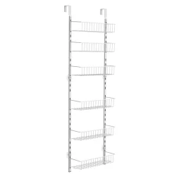 VEVOR Over the Door Pantry Organizer, 6-Tier Pantry Organization and Storage, Heavy-Duty Steel Hanging Spice Rack, Adjustable Wall Seasoning Shelves, for Home Kitchen Laundry Room Bathroom, White