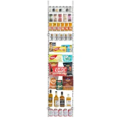 VEVOR Over the Door Pantry Organizer, 9-Tier Pantry Organization and Storage, Heavy-Duty Steel Hanging Spice Rack, Adjustable Wall Seasoning Shelves, for Home Kitchen Laundry Room Bathroom, White
