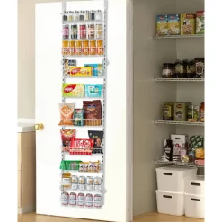 VEVOR Over the Door Pantry Organizer, 9-Tier Pantry Organization and Storage, Heavy-Duty Steel Hanging Spice Rack, Adjustable Wall Seasoning Shelves, for Home Kitchen Laundry Room Bathroom, White