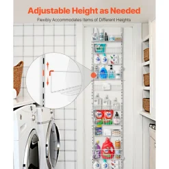VEVOR Over the Door Pantry Organizer, 9-Tier Pantry Organization and Storage, Heavy-Duty Steel Hanging Spice Rack, Adjustable Wall Seasoning Shelves, for Home Kitchen Laundry Room Bathroom, White