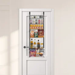 VEVOR Over the Door Pantry Organizer, 8-Tier Pantry Organization and Storage, Heavy-Duty Steel Hanging Spice Rack, Adjustable Wall Seasoning Shelves, for Home Kitchen Laundry Room Bathroom, White