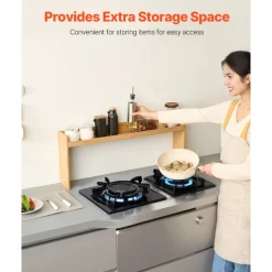 VEVOR Over the Stove Shelf, Over Stove Spice Shelf for Kitchen Stove Top, Seasoning Shelves, Spice Organizer, Easy to Assemble Countertop Storage Solution, Kitchen Gadgets with 6 Hooks