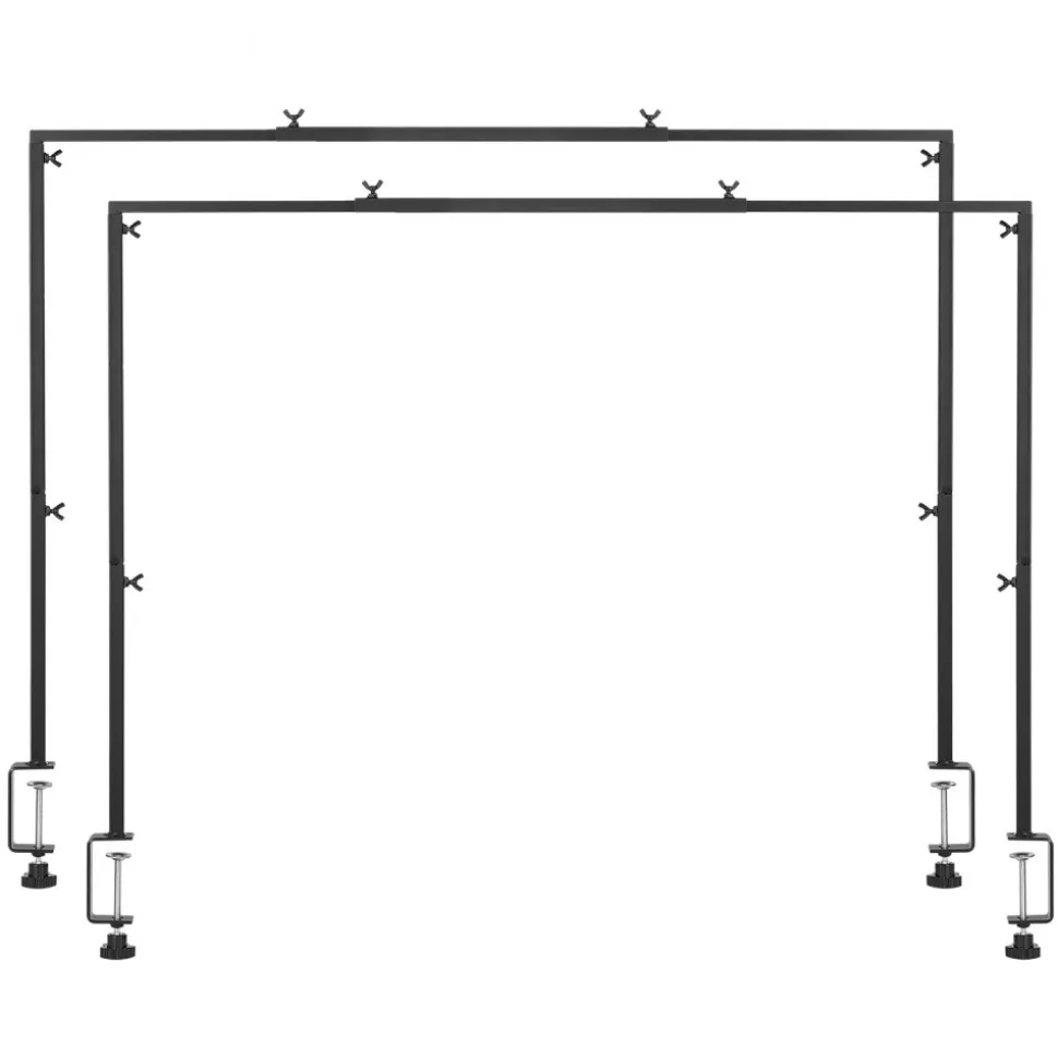 VEVOR Over The Table Rod Stand with Clamps, 13"-42" Tall & 28"-98" Length Adjustable, 2 Packs Table Arch Stand, Tabletop Balloon Arch Frame for Wedding Birthday Party Christmas Decorations, Black