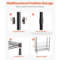 VEVOR Over Washer and Dryer Storage Shelves, 5 Tiers Laundry Room Drying Rack with Hanger Rod and Hooks, Two Rows Adjustable Washer Shelves Space Saver, for Laundry Room Storage & Organization, White