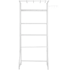 VEVOR Over Washer and Dryer Storage Shelf, 3 Tiers Laundry Room Drying Rack with Hanger Rod and Hooks, Single Row Adjustable Washer Shelves Space Saver, for Laundry Room Storage & Organization, White