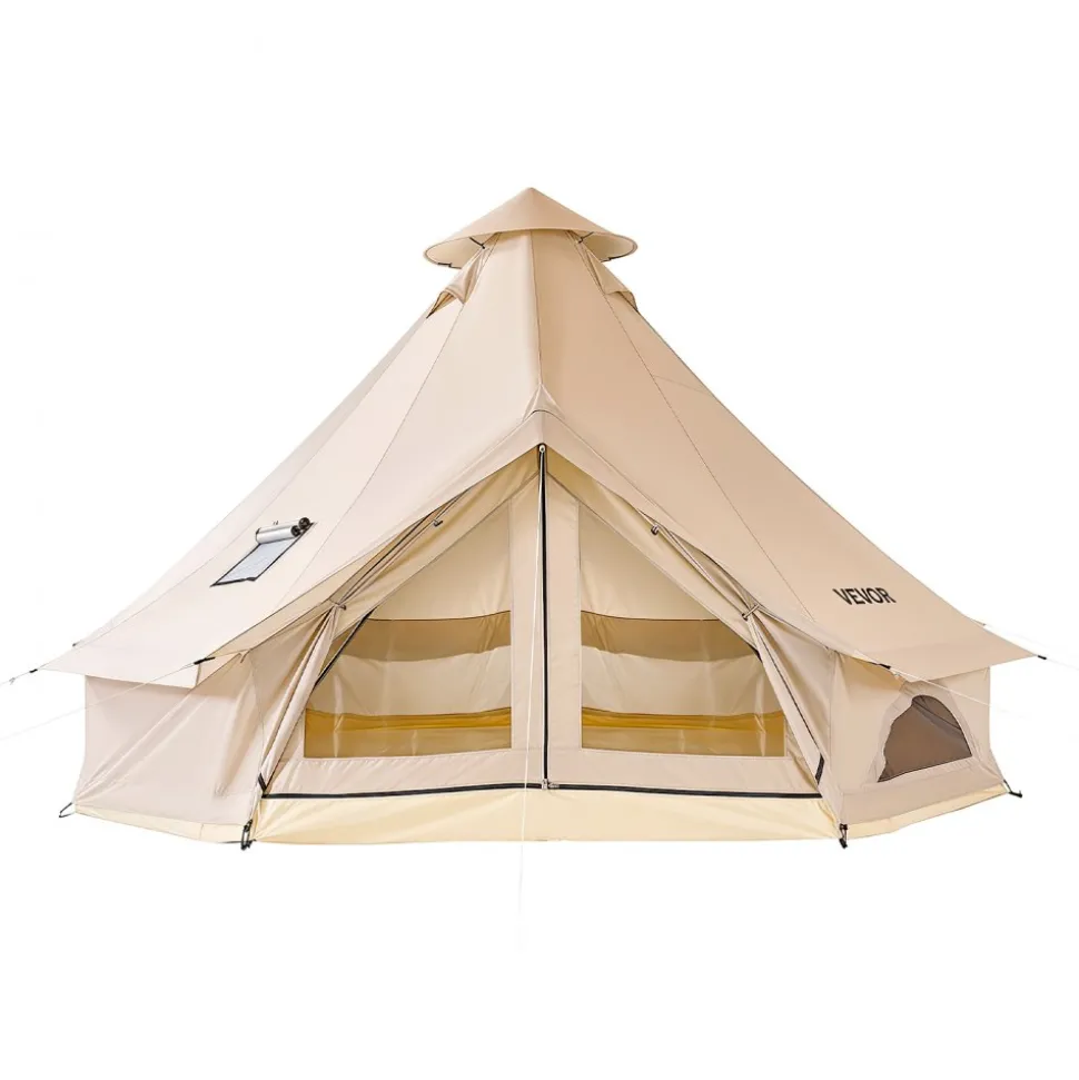 VEVOR Oxford Bell Tent, 4 Seasons 13.12 ft Yurt Tent for Camping with Stove Jack, Waterproof Breathable Holds up to 4 People with Zipped Detachable Floor, Family Camping Glamping Outdoor Hunting Party