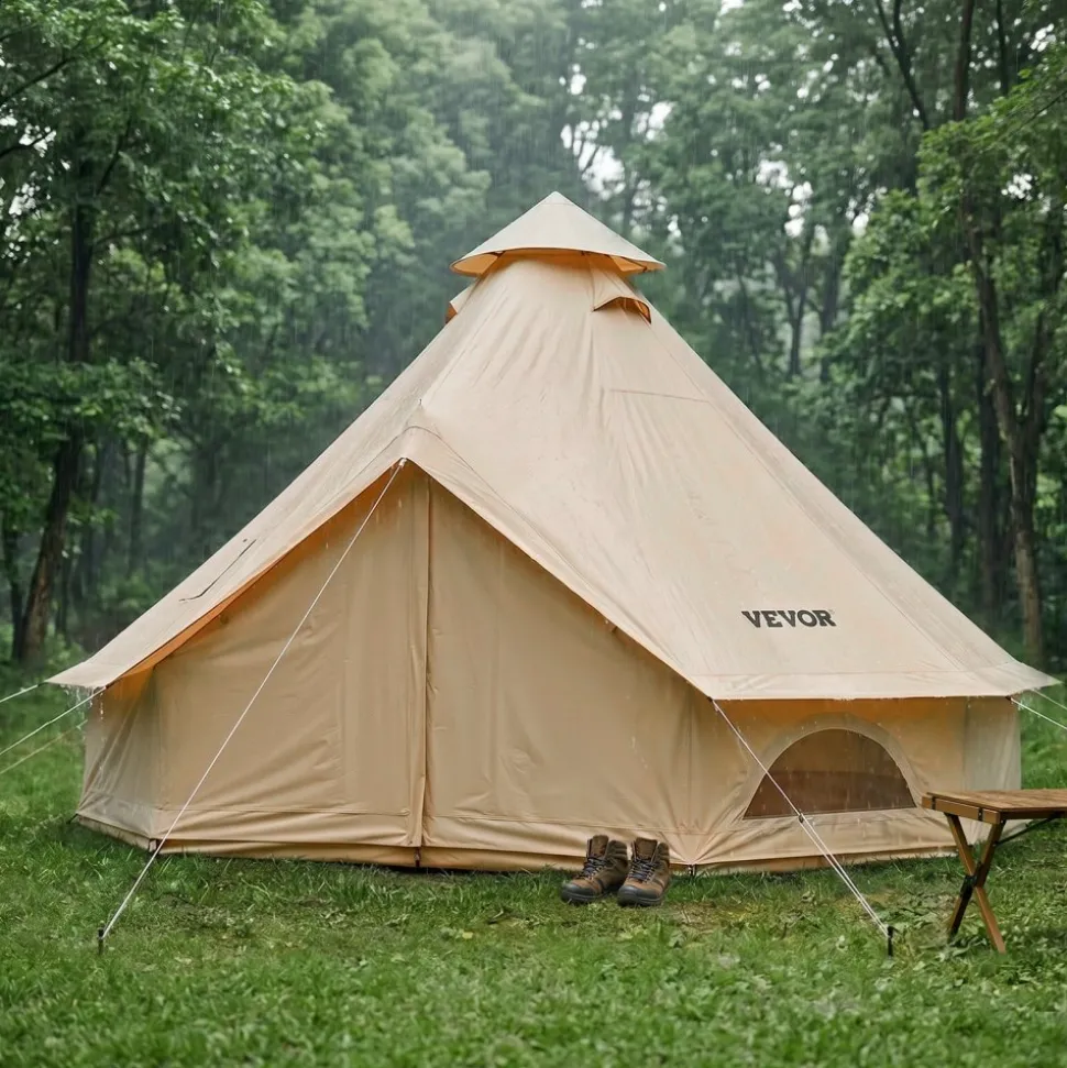 VEVOR Oxford Bell Tent, 4 Seasons 16.4 ft Yurt Tent for Camping with Stove Jack, Waterproof Breathable Holds up to 7 People with Zipped Detachable Floor, Family Camping Glamping Outdoor Hunting Party