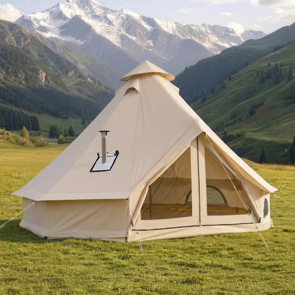 VEVOR Oxford Bell Tent, 4 Seasons 9.84 ft Yurt Tent for Camping with Stove Jack, Waterproof Breathable Holds up to 3 People with Zipped Detachable Floor, Family Camping Glamping Outdoor Hunting Party