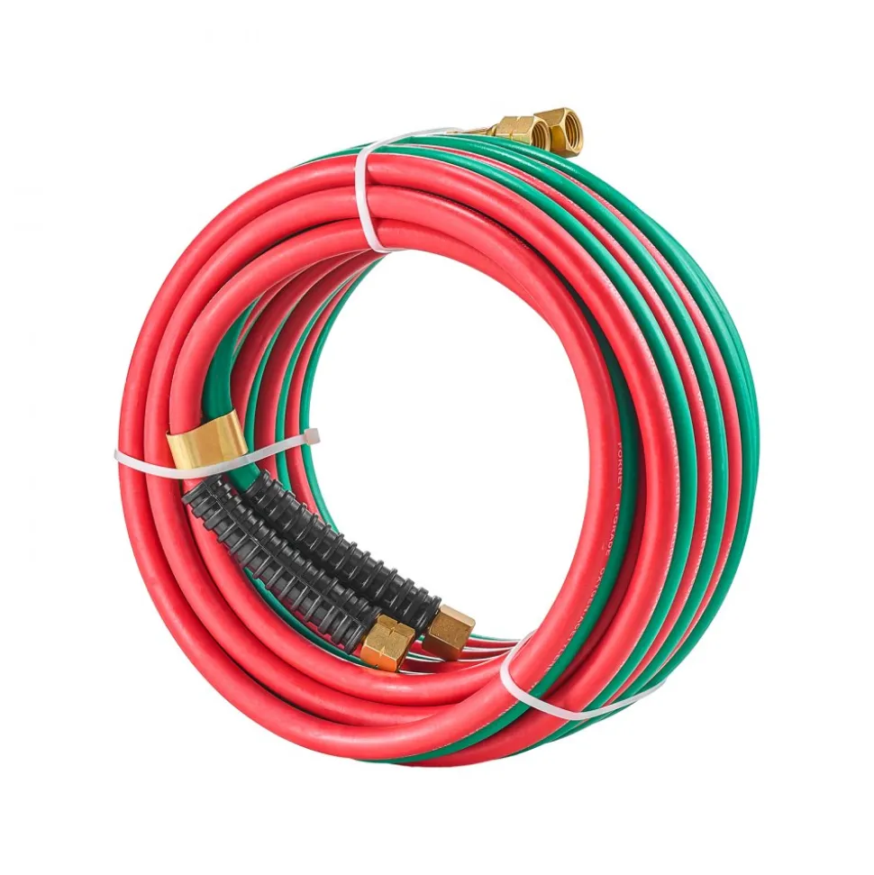 VEVOR Oxygen Acetylene Hose, 1/4-Inch x 25FT Oxy Acetylene Hose with 9/16"-18 LH/RH B Fittings, R Grade Welding Torch Twin Hose with 300PSI Maximum Working Pressure for Cutting Soldering Brazing