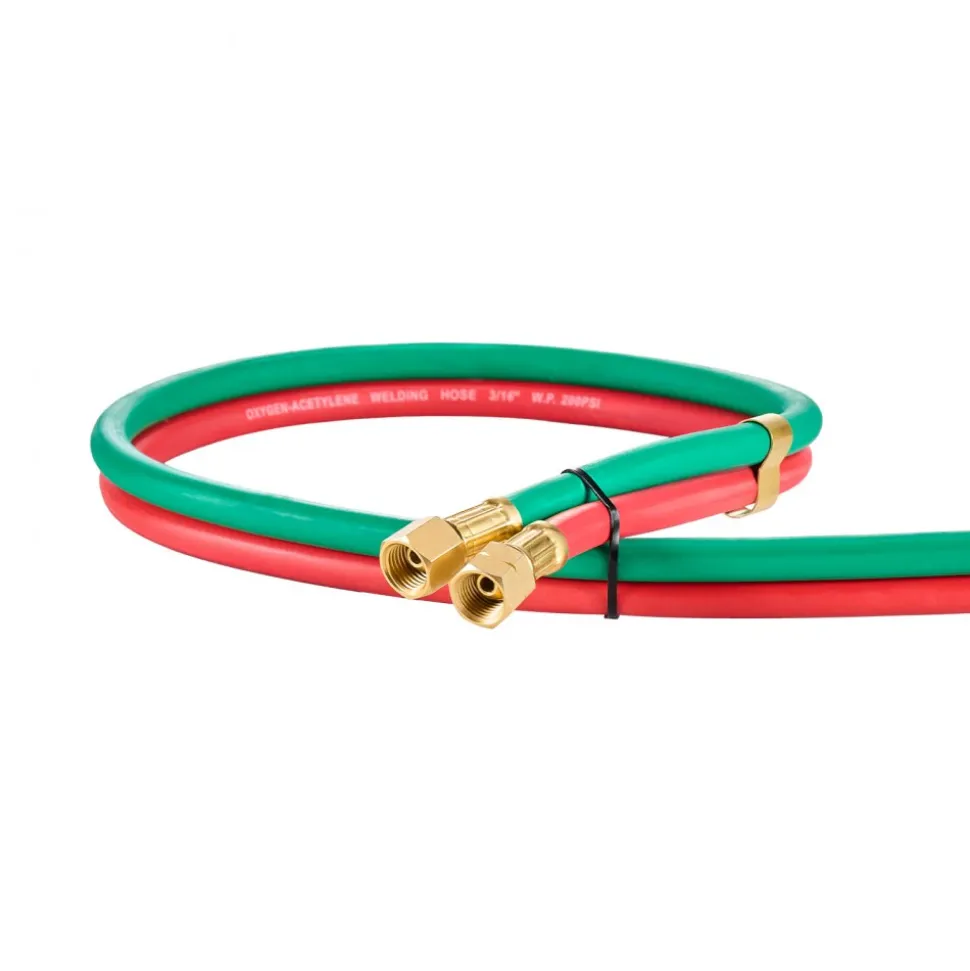 VEVOR Oxygen Acetylene Hose, 1/4-Inch x 25FT Oxy Acetylene Hose with 9/16"-18 LH/RH B Fittings, R Grade Welding Torch Twin Hose with 300PSI Maximum Working Pressure for Cutting Soldering Brazing