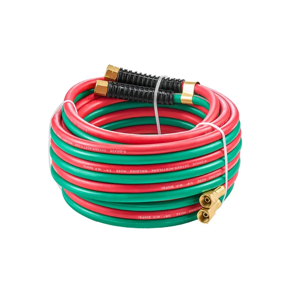 VEVOR Oxygen Acetylene Hose, 1/4-Inch x 25FT Oxy Acetylene Hose with 9/16"-18 LH/RH B Fittings, R Grade Welding Torch Twin Hose with 300PSI Maximum Working Pressure for Cutting Soldering Brazing