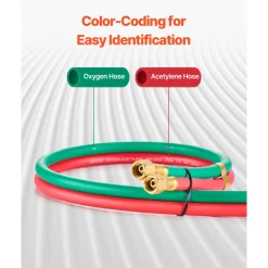 VEVOR Oxygen Acetylene Hose, 1/4-Inch x 50FT Oxy Acetylene Hose with 9/16