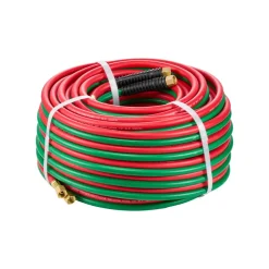 VEVOR Oxygen Acetylene Hose, 1/4-Inch x 100FT Oxy Acetylene Hose with 9/16"-18 B Fitting, 300PSI T Grade Welding Cutting Torch Twin Hose, Compatible with Oxygen, Acetylene, Propane and Other Fuel Gases
