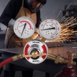 VEVOR Oxygen Acetylene Regulator Set, Oxy-Acetylene Regulators, 0-4000PSI and 0-400PSI Welding Gas Gauges with CGA-540/CGA-510 Inlet Connection & 9/16"-18 Outlet Connection, T-Handle Adjustment