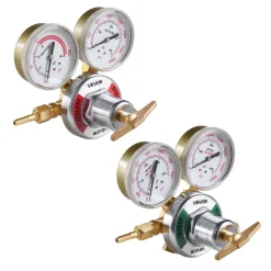 VEVOR Oxygen Acetylene Regulator Set, Oxy-Acetylene Regulators, 0-4000PSI and 0-400PSI Welding Gas Gauges with CGA-540/CGA-510 Inlet Connection & 9/16