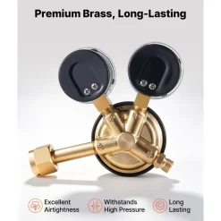 VEVOR Oxygen Acetylene Regulator Set, Oxy-Acetylene Regulators, 0-4000PSI and 0-400PSI Welding Gas Gauges with CGA-540/CGA-200 Inlet Connection & 3/8"-24 Outlet Connection, T-Handle Adjustment