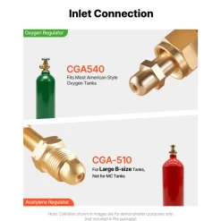 VEVOR Oxygen Acetylene Regulator Set, Oxy-Acetylene Regulators, 0-4000PSI and 0-400PSI Welding Gas Gauges with CGA-540/CGA-510 Inlet Connection & 9/16