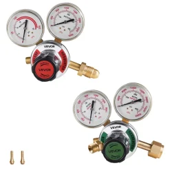 VEVOR Oxygen Acetylene Regulator Set, Oxy-Acetylene Regulators, 0-4000PSI and 0-400PSI Welding Gas Gauges with CGA-540/CGA-510 Inlet Connection & 9/16