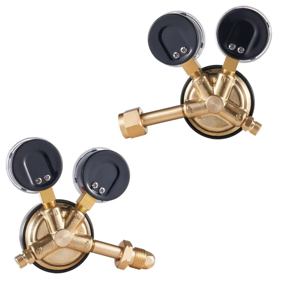 VEVOR Oxygen Acetylene Regulator Set, Oxy-Acetylene Regulators, 0-4000PSI and 0-400PSI Welding Gas Gauges with CGA-540/CGA-510 Inlet Connection & 9/16"-18 Outlet Connection, PC Knob Adjustment