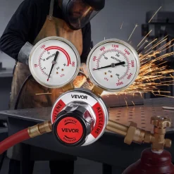 VEVOR Oxygen Acetylene Regulator Set, Oxy-Acetylene Regulators, 0-4000PSI and 0-400PSI Welding Gas Gauges with CGA-540/CGA-510 Inlet Connection & 9/16