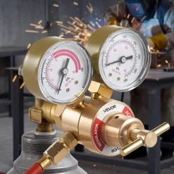 VEVOR Oxygen Acetylene Regulator Set, Oxy-Acetylene Regulators, 0-4000PSI and 0-400PSI Welding Gas Gauges with CGA-540/CGA-200 Inlet Connection & 9/16