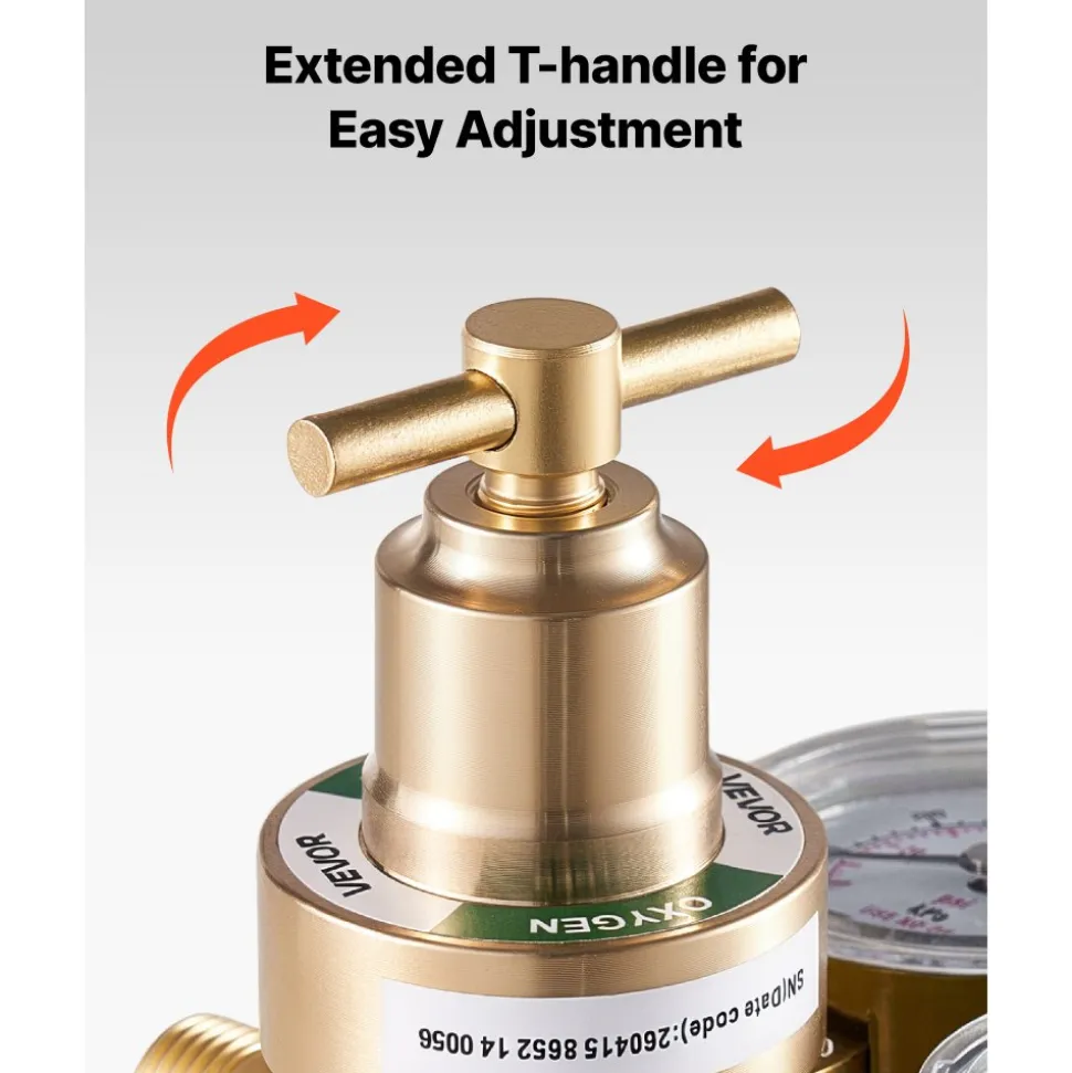 VEVOR Oxygen Acetylene Regulator Set, Oxy-Acetylene Regulators, 0-4000PSI and 0-400PSI Welding Gas Gauges with CGA-540/CGA-200 Inlet Connection & 9/16"-18 Outlet Connection, T-Handle Adjustment