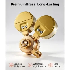 VEVOR Oxygen Acetylene Regulator Set, Oxy-Acetylene Regulators, 0-4000PSI and 0-400PSI Welding Gas Gauges with CGA-540/CGA-200 Inlet Connection & 9/16