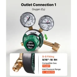 VEVOR Oxygen Acetylene Regulator Set, Oxy-Acetylene Regulators, 0-4000PSI and 0-500PSI Welding Gas Gauges with CGA-540/CGA-510 Inlet Connection & 9/16"-18 Outlet Connection, PC Knob Adjustment