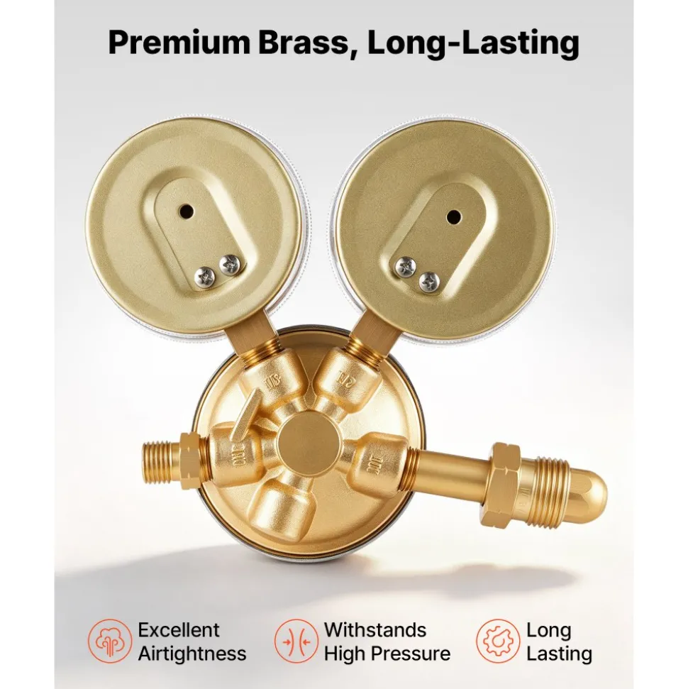 VEVOR Oxygen Acetylene Regulator Set, Oxy-Acetylene Regulators, 0-4000PSI and 0-500PSI Welding Gas Gauges with CGA-540/CGA-510 Inlet Connection & 9/16"-18 Outlet Connection, PC Knob Adjustment