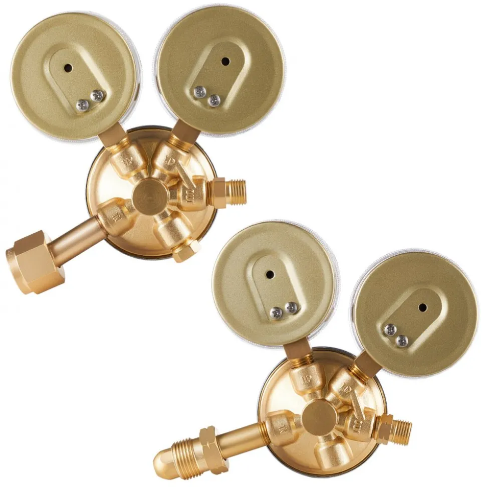 VEVOR Oxygen Acetylene Regulator Set, Oxy-Acetylene Regulators, 0-4000PSI and 0-500PSI Welding Gas Gauges with CGA-540/CGA-510 Inlet Connection & 9/16"-18 Outlet Connection, PC Knob Adjustment