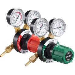 VEVOR Oxygen Acetylene Regulator Set, Oxy-Acetylene Regulators, 0-4000PSI and 0-500PSI Welding Gas Gauges with CGA-540/CGA-510 Inlet Connection & 9/16
