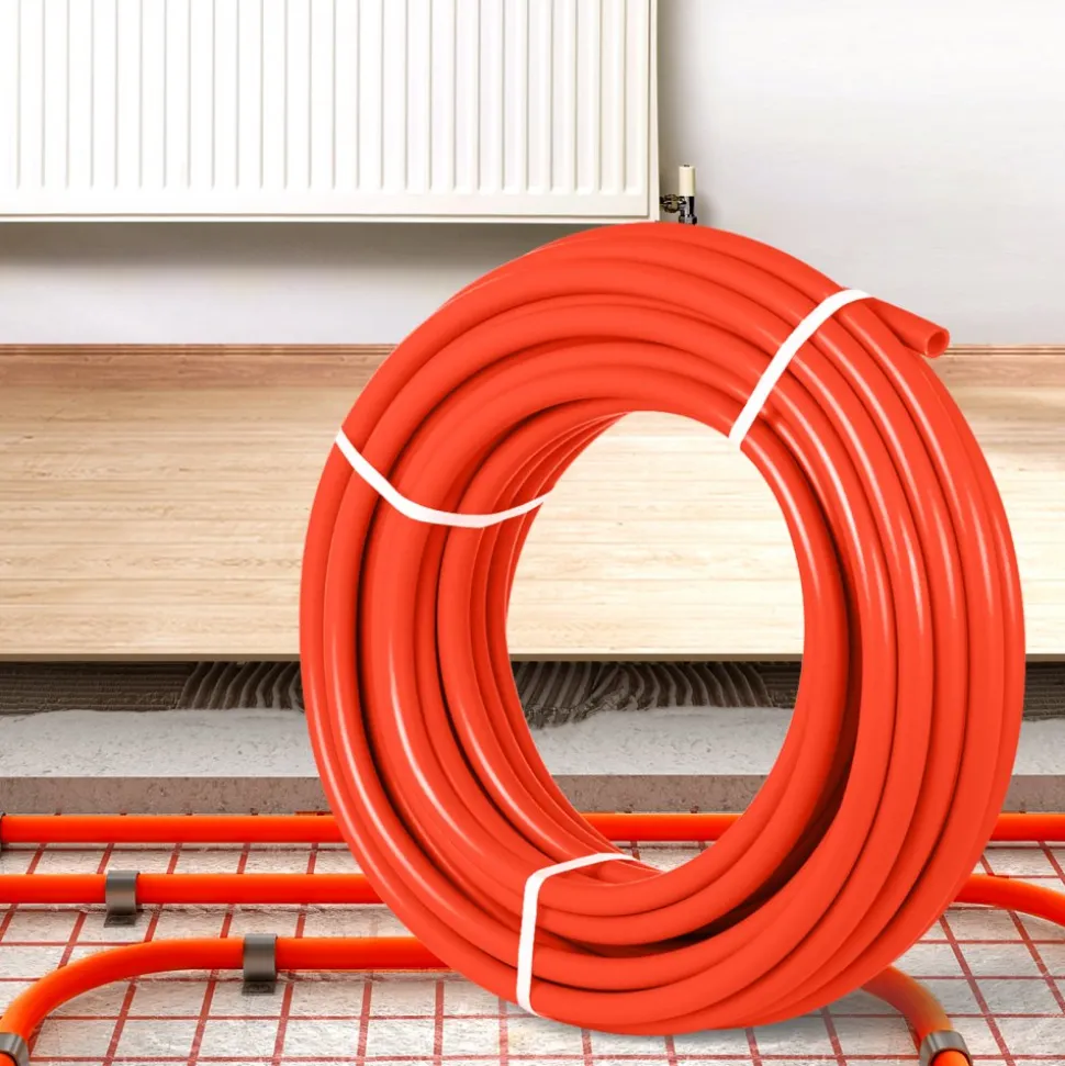 VEVOR Oxygen Barrier 1/2 Inch 300 Feet Tube Coil EVOH PEX-B Pipe, for Residential Commercial Radiant Floor Heating, Red