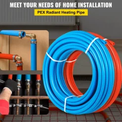 VEVOR Oxygen-Barrier PEX Tubing 300Ft Red + 300Ft Blue 1/2 Inch Radiant Floor PEX Pipe Radiant Heat Floor Heating Plumbing Cold and Hot Water Tubing