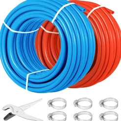 VEVOR Oxygen-Barrier PEX Tubing 300Ft Red + 300Ft Blue 1/2 Inch Radiant Floor PEX Pipe Radiant Heat Floor Heating Plumbing Cold and Hot Water Tubing