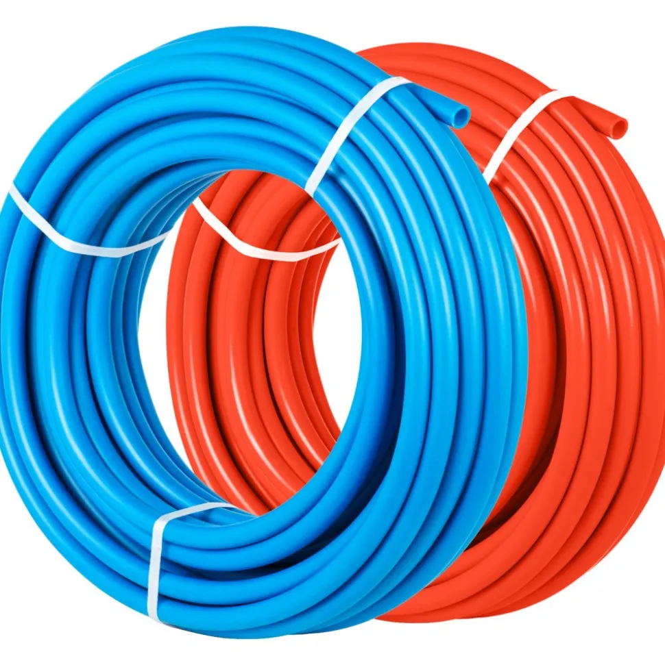 VEVOR Oxygen-Barrier PEX Tubing 300Ft Red + 300Ft Blue 1/2 Inch Radiant Floor PEX Pipe Radiant Heat Floor Heating Plumbing Cold and Hot Water Tubing