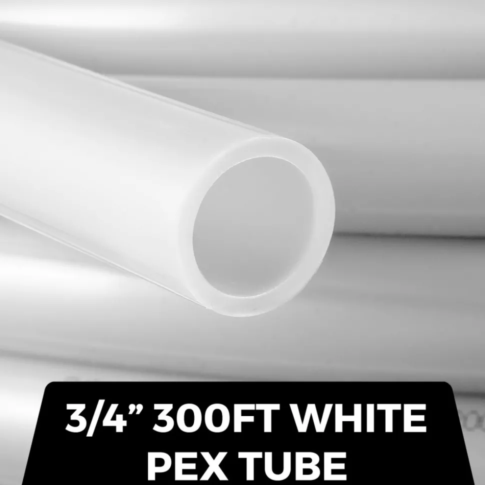 VEVOR Oxygen Non-Barrier PEX Tubing 300 Ft White 3/4 Inch PEX Pipe Radiant Heat Floor EVOH Pex-B Heat Durable Plumbing Flexible for Residential Commercial Heating Plumbing