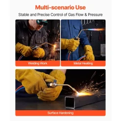 VEVOR Oxygen Propane Torch Kit, Brass Welding Torch for Oxygen MAPP Gas with Dual Pressure Gauges, Portable Oxy-Propane MAPP Brazing Tool Kit with Cylinder Rack for Welding, Soldering, Metal Heating