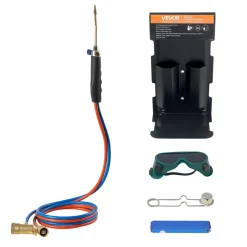 VEVOR Oxygen Propane Torch Kit, Brass Welding Torch for Oxygen MAPP Gas with Dual Pressure Gauges, Portable Oxy-Propane MAPP Brazing Tool Kit with Cylinder Rack for Welding, Soldering, Metal Heating