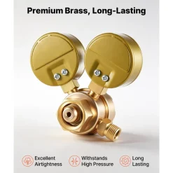 VEVOR Oxygen Regulator, Precise Oxy Regulator, 0-4000PSI Welding Gas Gauge with CGA-540 Inlet Connection & 9/16"-18 RH Outlet Connection, T-Handle Adjustment