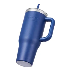 VEVOR 40 oz Insulated Water Bottle, Stainless Steel Sports Coffee Cup with Lid, Handheld Travel Coffee Mug Double Walled, Camping Hydration Flask Leakproof, for Indoor/Outdoor School, Work, Blue