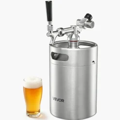 VEVOR 170oz Mini Keg, Pressurized Growler Tap System, 304 Stainless Steel Beer Kit, with Co2 Regulator, Self-Closing Faucet, Keeps Fresh and Carbonation for Homebrew, Craft and Draft Beer