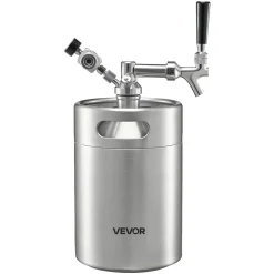 VEVOR 170oz Mini Keg, Pressurized Growler Tap System, 304 Stainless Steel Beer Kit, with Co2 Regulator, Self-Closing Faucet, Keeps Fresh and Carbonation for Homebrew, Craft and Draft Beer