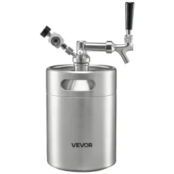 VEVOR 128oz Mini Keg, Pressurized Growler Tap System, 304 Stainless Steel Beer Kit, with Co2 Regulator, Self-Closing Faucet, Keeps Fresh and Carbonation for Homebrew, Craft and Draft Beer