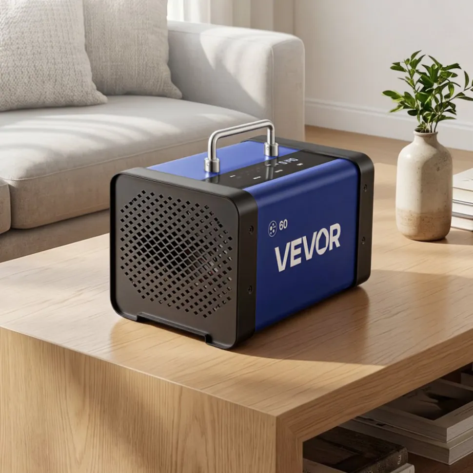 VEVOR Ozone Generator, 60000mg/h Commercial Ozone Machine, with 15s Delayed Start & Dual-Hose Water Mode & LCD Touchscreen, Industrial Deodorizer for Car, Smoke, Home Odors, Up to 4800 sq.ft
